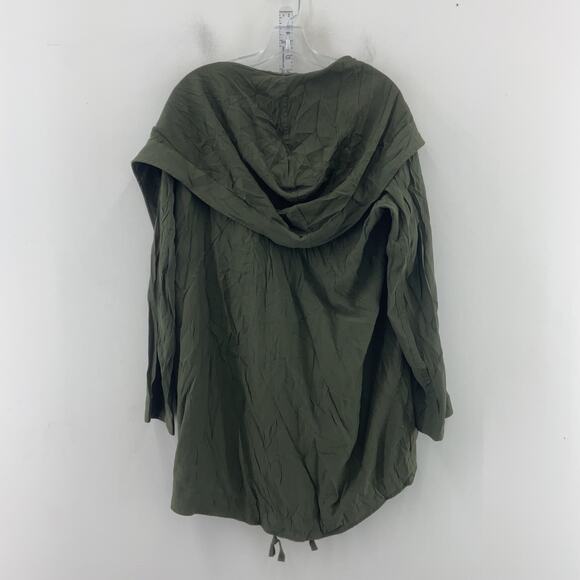 Express Olive Army Green Hooded Windbreaker Jacket Women's Size M Preowned - Picture 2 of 5